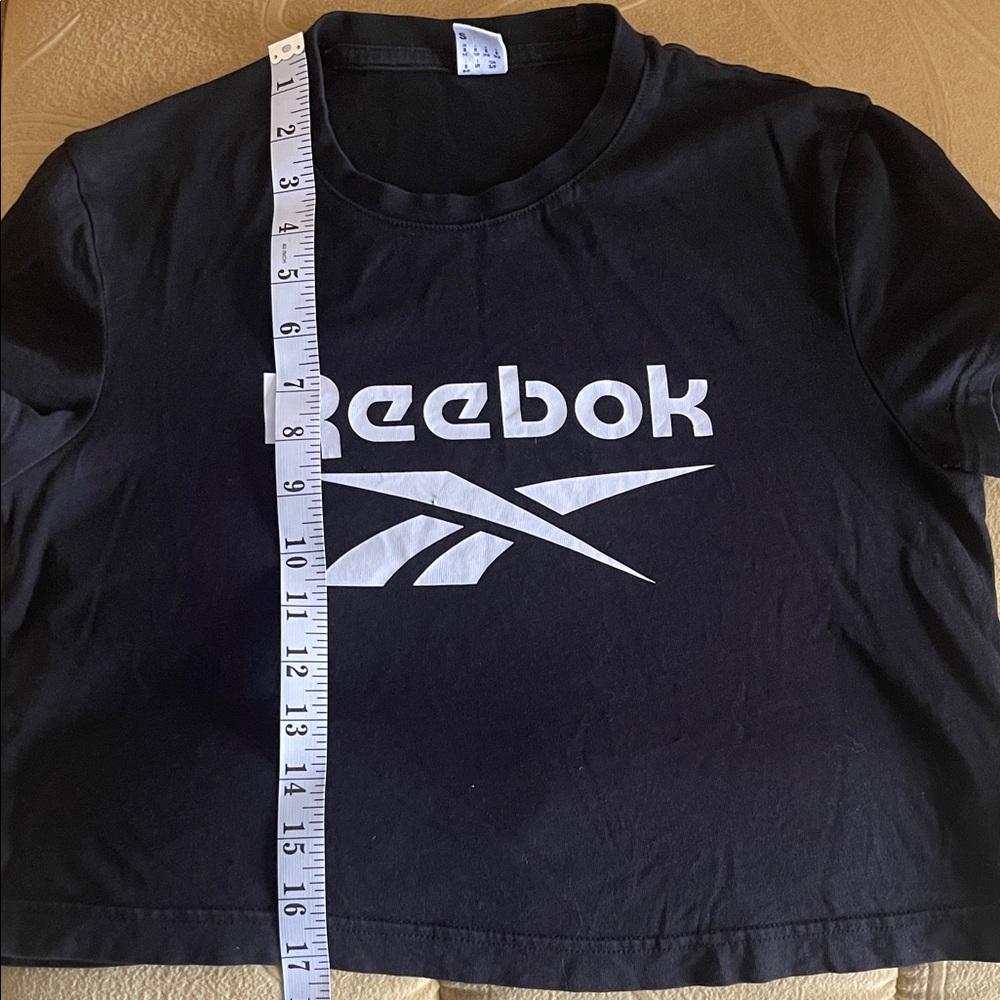 Reebok Black Crop Top with White Logo